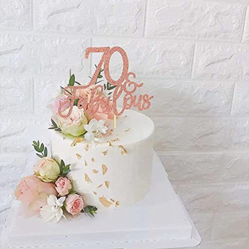 ZYOZI Rose Gold Glitter 70 & Fabulous Cake Toppers Seventy 70th Birthday Cake Picks Wedding Anniversary Party Cake Decorations Supplies Cake Topper Price in India - Buy ZYOZI Rose Gold Glitter 70